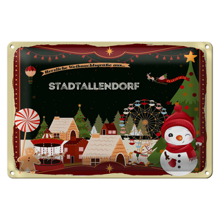 Blechschild Weihnachten Grüße aus STADTALLENDORF 30x20cm