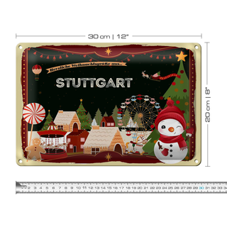 Blechschild Weihnachten Grüße STUTTGART 30x20cm