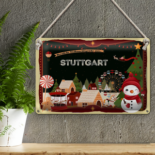 Blechschild Weihnachten Grüße STUTTGART 30x20cm