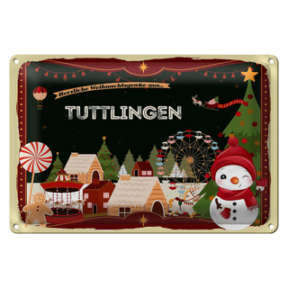 Blechschild Weihnachten Grüße TUTTLINGEN 30x20cm