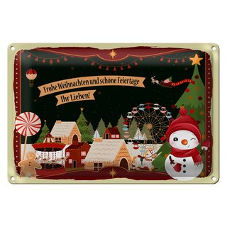 Blechschild Spruch Frohe Weihnachten ihr Lieben 30x20cm