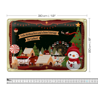 Blechschild Spruch Frohe Weihnachten ihr Lieben 30x20cm