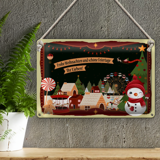 Blechschild Spruch Frohe Weihnachten ihr Lieben 30x20cm