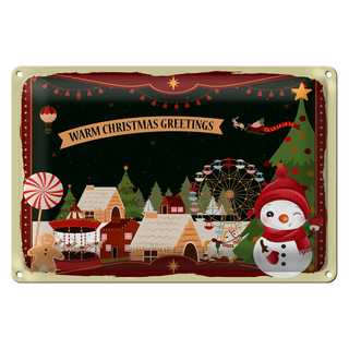 Blechschild Weihnachten WARM CHRISTMAS GREETINGS 30x20cm