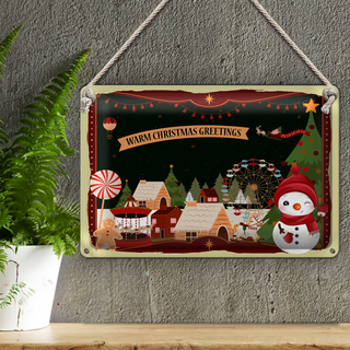 Blechschild Weihnachten WARM CHRISTMAS GREETINGS 30x20cm