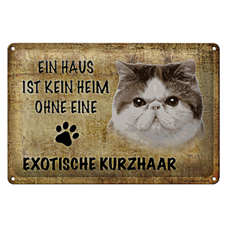 Blechschild Spruch 30x20cm exotische Kurzhaar Katze