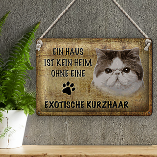 Blechschild Spruch 30x20cm exotische Kurzhaar Katze
