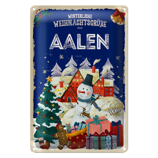 Blechschild Weihnachtsgrüße AALEN Fest 20x30cm