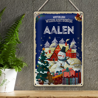 Blechschild Weihnachtsgrüße AALEN Fest 20x30cm
