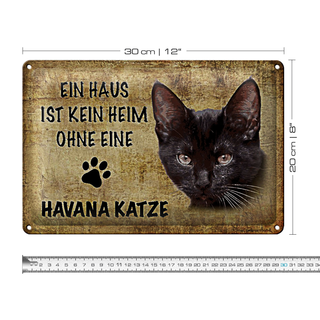 Blechschild Spruch 30x20cm Havana Katze ohne kein Heim