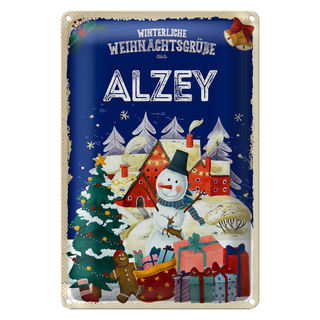 Blechschild Weihnachtsgrüße aus ALZEY 20x30cm