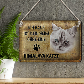 Blechschild Spruch 30x20cm Himalaya Katze ohne kein Heim