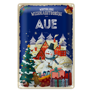 Blechschild Weihnachtsgrüße aus AUE 20x30cm