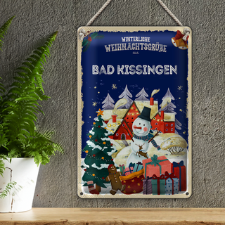 Blechschild Weihnachtsgrüße BAD KISSINGEN 20x30cm