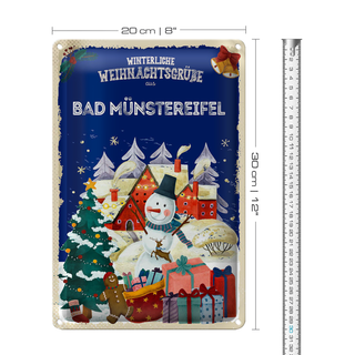 Blechschild Weihnachtsgrüße aus BAD MÜNSTEREIFEL 20x30cm