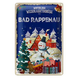 Blechschild Weihnachtsgrüße aus BAD RAPPENAU 20x30cm