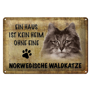 Blechschild Spruch 30x20cm Norvegische Waldkatze Katze