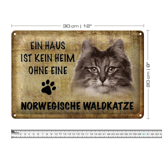 Blechschild Spruch 30x20cm Norvegische Waldkatze Katze