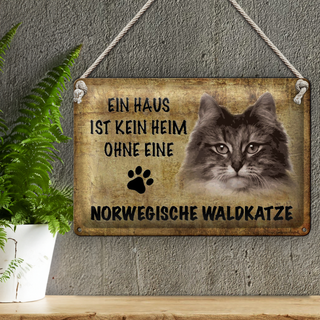 Blechschild Spruch 30x20cm Norvegische Waldkatze Katze