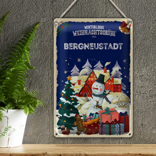 Blechschild Weihnachtsgrüße BERGNEUSTADT 20x30cm