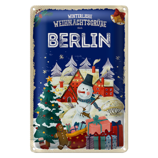 Blechschild Weihnachtsgrüße aus BERLIN 20x30cm