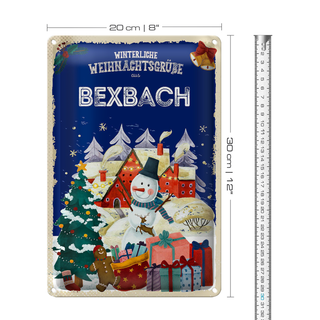 Blechschild Weihnachtsgrüße aus BEXBACH 20x30cm