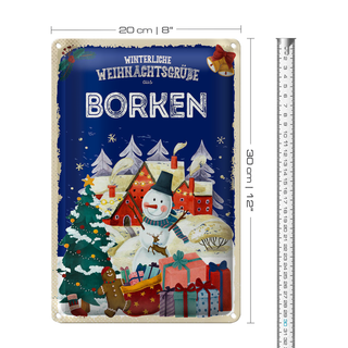 Blechschild Weihnachtsgrüße aus BORKEN 20x30cm