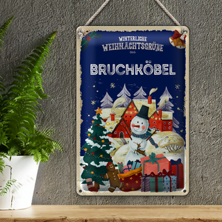 Blechschild Weihnachtsgrüße BRUCHKÖBEL 20x30cm