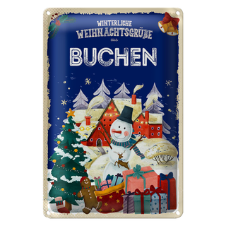 Blechschild Weihnachtsgrüße aus BUCHEN 20x30cm