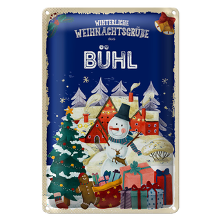 Blechschild Weihnachtsgrüße BÜHL Fest 20x30cm
