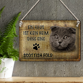 Blechschild Spruch 30x20cm Scottish Fold Katze