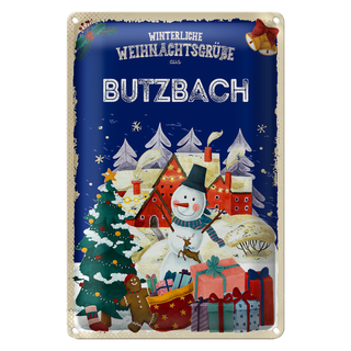 Blechschild Weihnachtsgrüße BUTZBACH 20x30cm