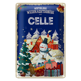 Blechschild Weihnachtsgrüße CELLE Fest 20x30cm