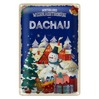 Blechschild Weihnachtsgrüße aus DACHAU 20x30cm