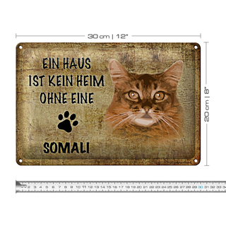 Blechschild Spruch 30x20cm Somali Katze ohne kein Heim