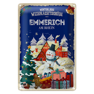 Blechschild Weihnachtsgrüße EMMERICH AM RHEIN 20x30cm