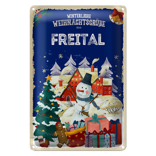 Blechschild Weihnachtsgrüße aus FREITAL 20x30cm