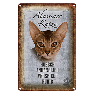Blechschild Spruch 20x30cm Abyssiner Katze hübsch verspielt
