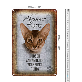 Blechschild Spruch 20x30cm Abyssiner Katze hübsch verspielt
