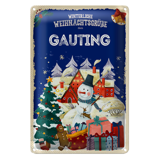 Blechschild Weihnachtsgrüße aus GAUTING 20x30cm