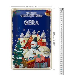 Blechschild Weihnachtsgrüße aus GERA 20x30cm
