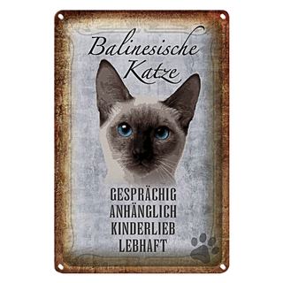Blechschild Spruch 20x30cm balinesische Katze