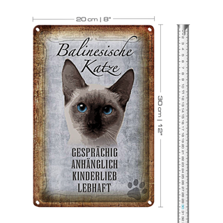 Blechschild Spruch 20x30cm balinesische Katze