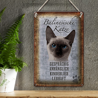 Blechschild Spruch 20x30cm balinesische Katze
