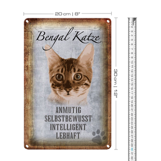 Blechschild Spruch 20x30cm Bengal Katze