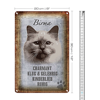 Blechschild Spruch 20x30cm Birma Katze klug