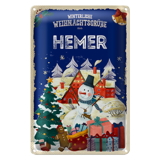 Blechschild Weihnachtsgrüße aus HEMER 20x30cm