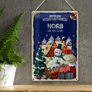 Blechschild Weihnachtsgrüße aus HORB AM NECKAR 20x30cm