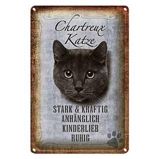 Blechschild Spruch 20x30cm Chartreux Katze stark