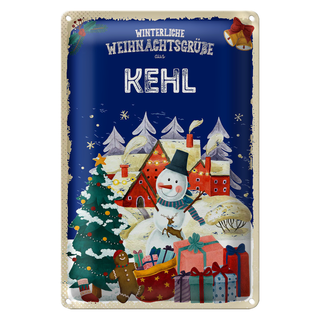 Blechschild Weihnachtsgrüße KEHL FEST 20x30cm